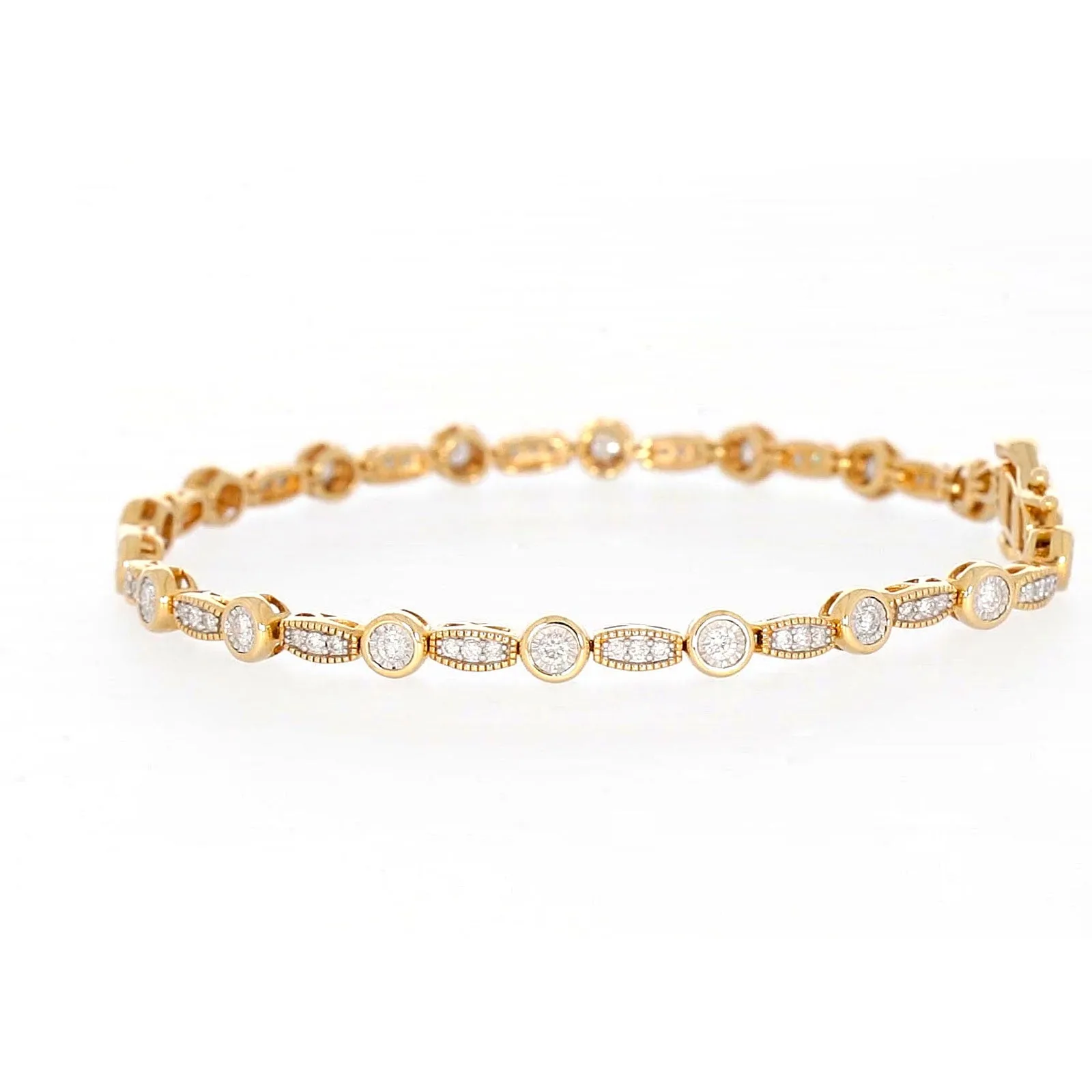 Paris 14ct Yellow Gold Round Brilliant Cut 1 CARAT tw of Diamonds Bracelet