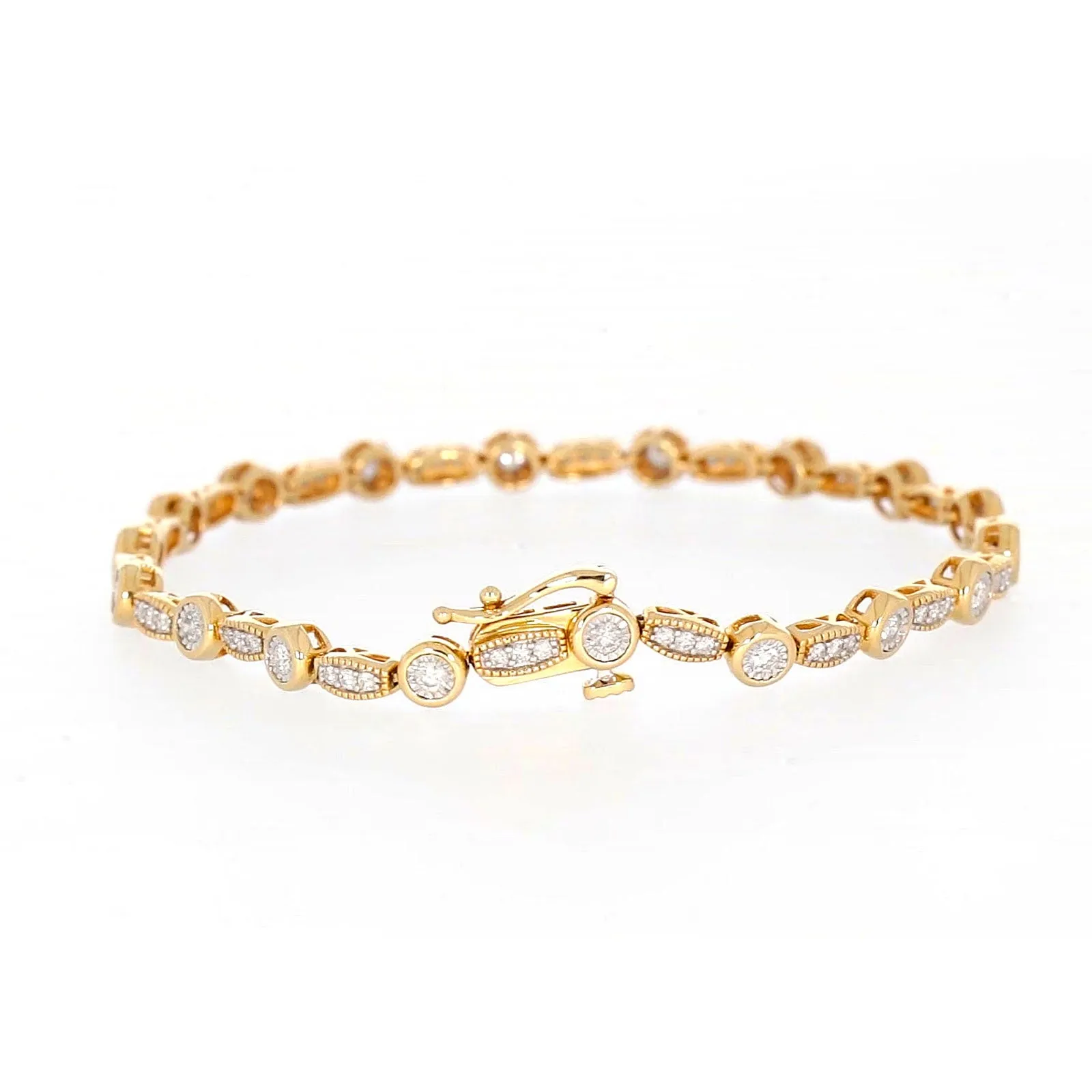 Paris 14ct Yellow Gold Round Brilliant Cut 1 CARAT tw of Diamonds Bracelet