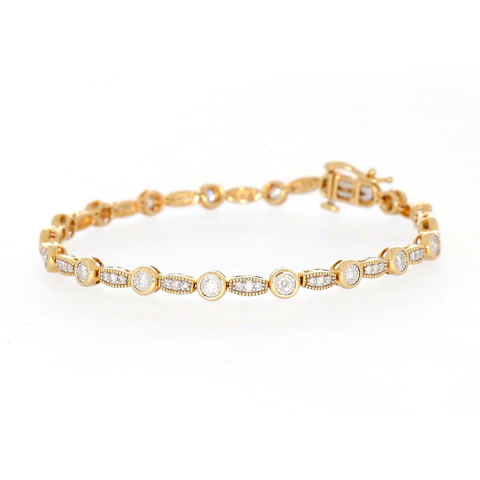 Paris 14ct Yellow Gold Round Brilliant Cut 1 CARAT tw of Diamonds Bracelet