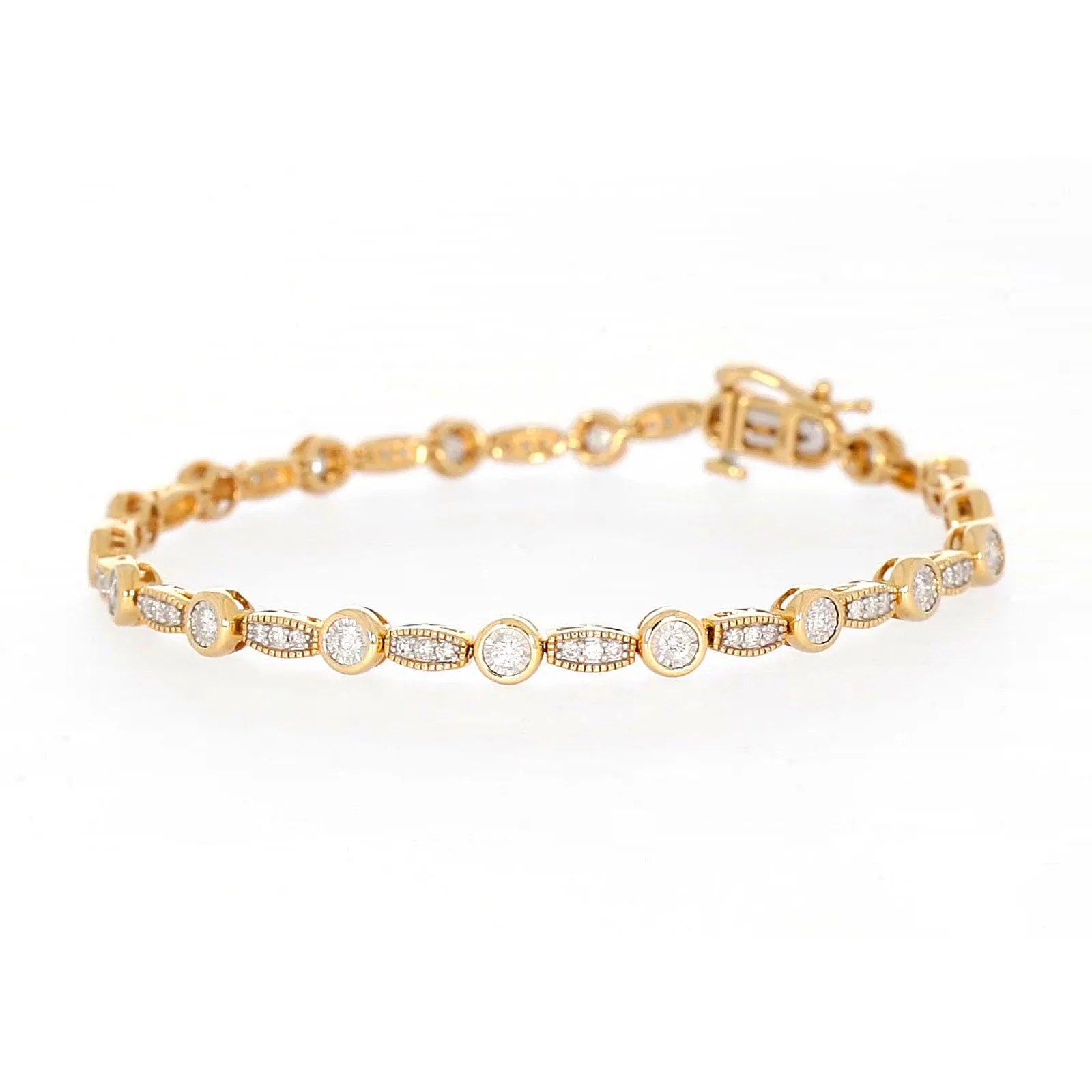 Paris 14ct Yellow Gold Round Brilliant Cut 1 CARAT tw of Diamonds Bracelet