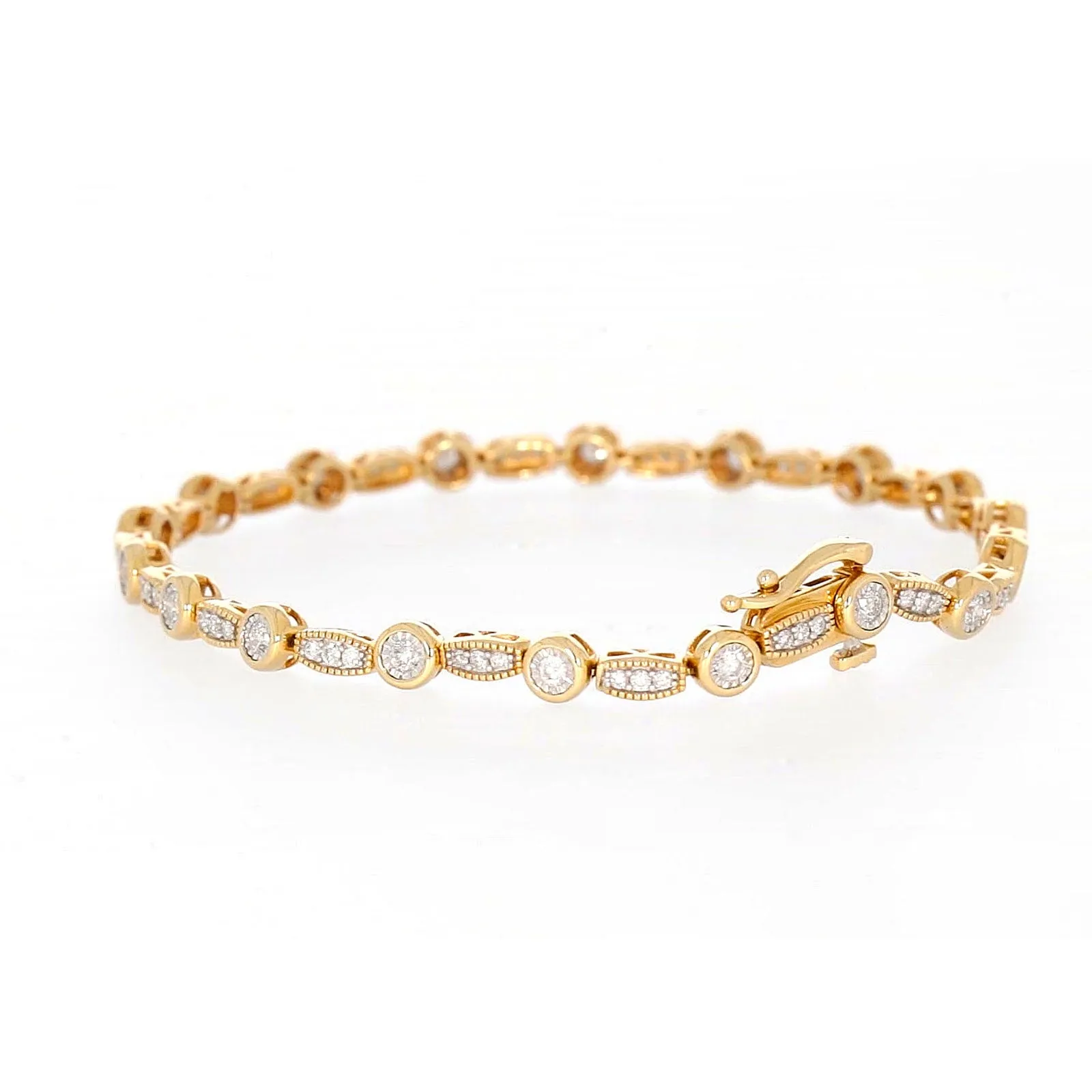 Paris 14ct Yellow Gold Round Brilliant Cut 1 CARAT tw of Diamonds Bracelet