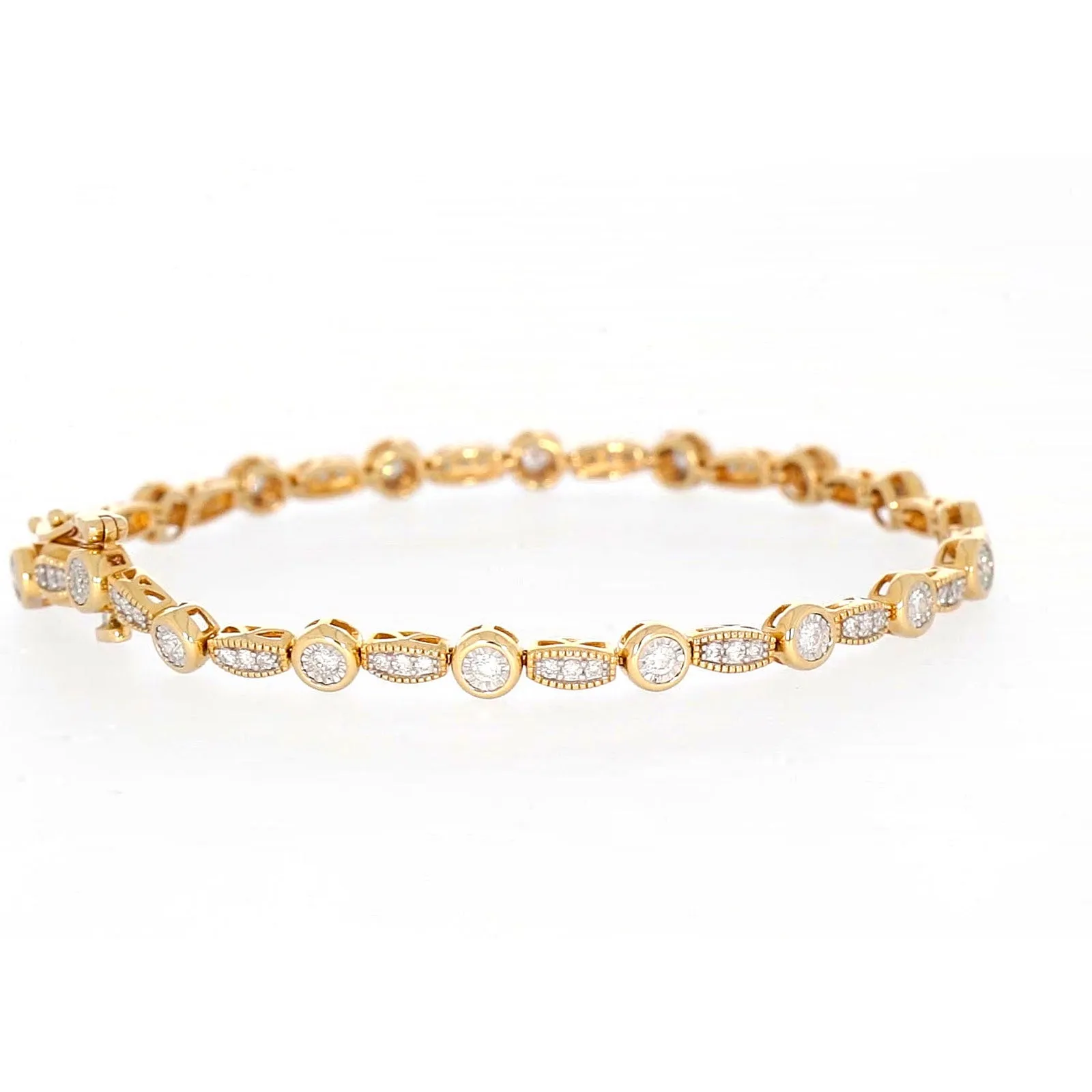 Paris 14ct Yellow Gold Round Brilliant Cut 1 CARAT tw of Diamonds Bracelet