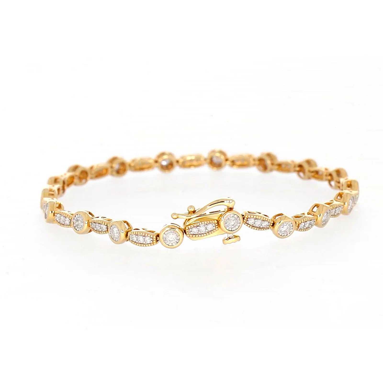 Paris 14ct Yellow Gold Round Brilliant Cut 1 CARAT tw of Diamonds Bracelet