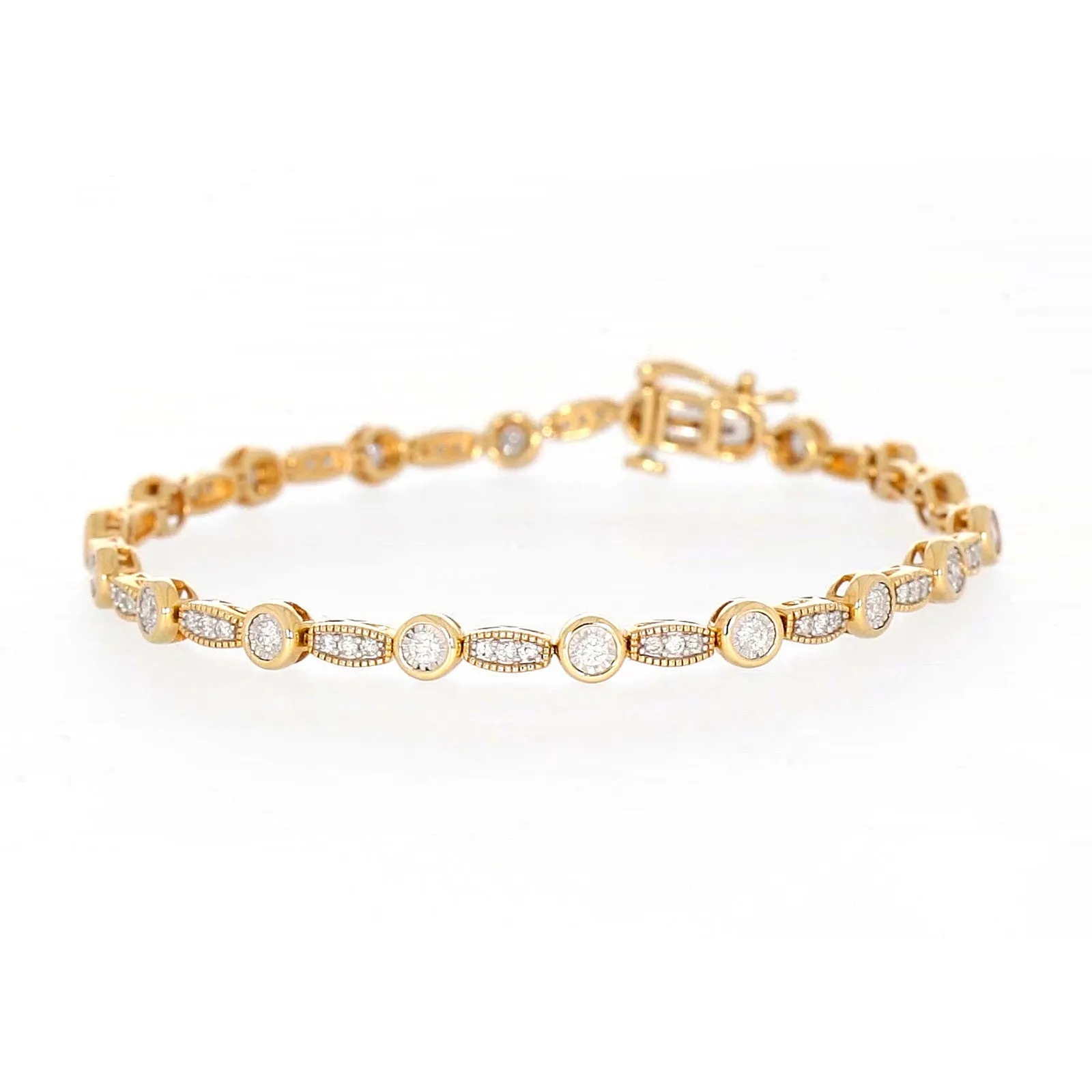 Paris 14ct Yellow Gold Round Brilliant Cut 1 CARAT tw of Diamonds Bracelet