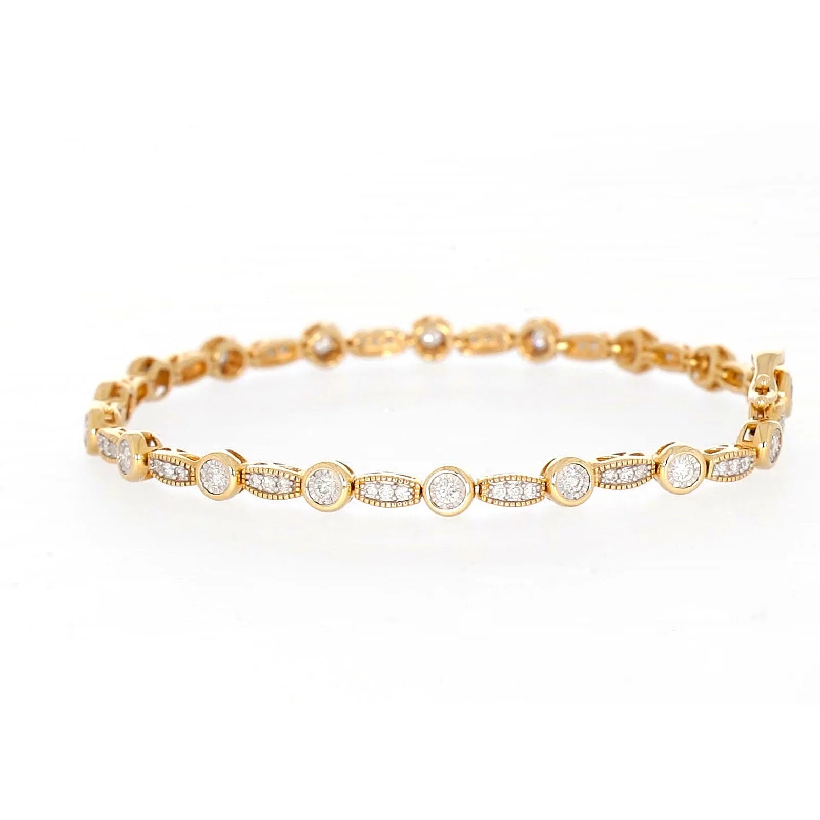 Paris 14ct Yellow Gold Round Brilliant Cut 1 CARAT tw of Diamonds Bracelet