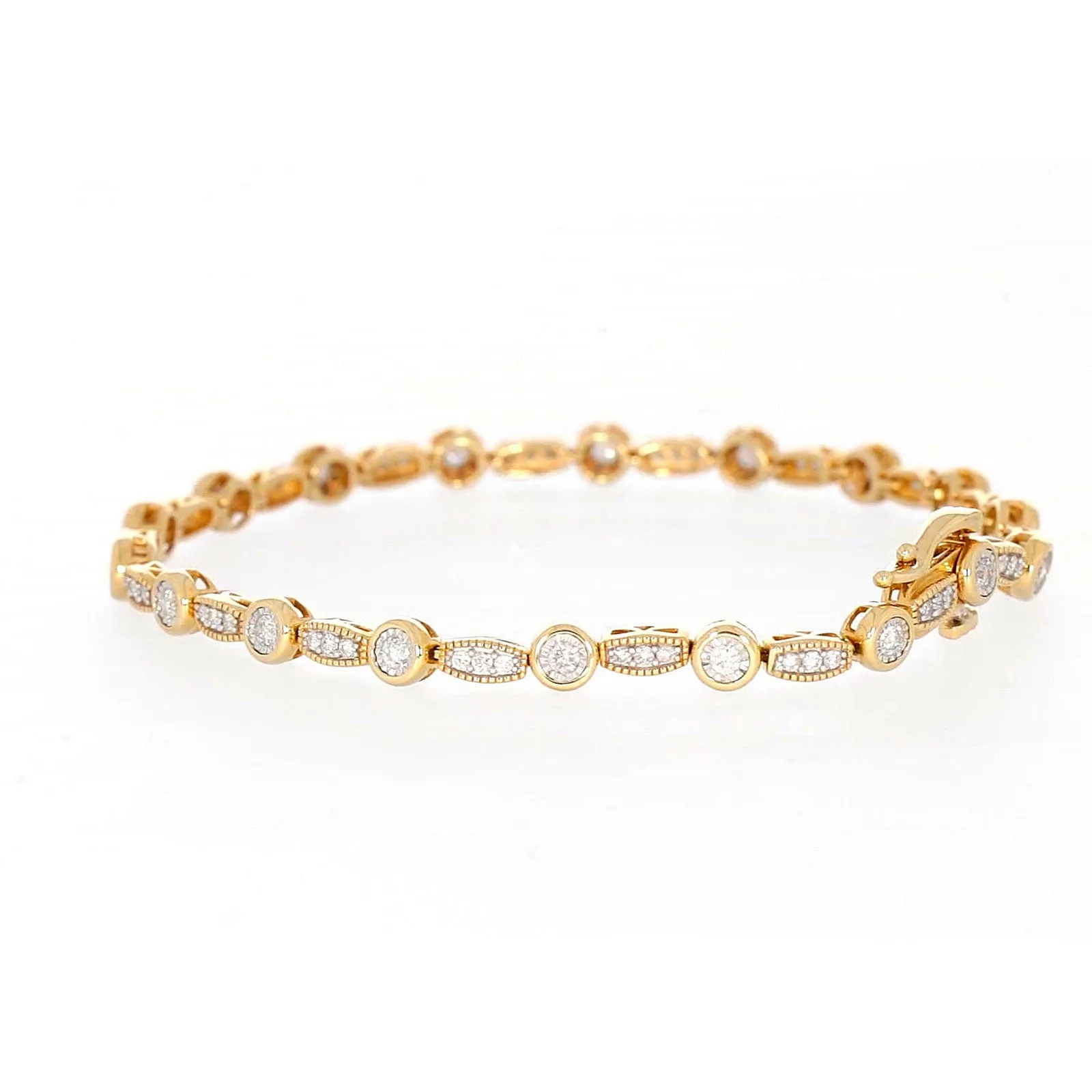 Paris 14ct Yellow Gold Round Brilliant Cut 1 CARAT tw of Diamonds Bracelet