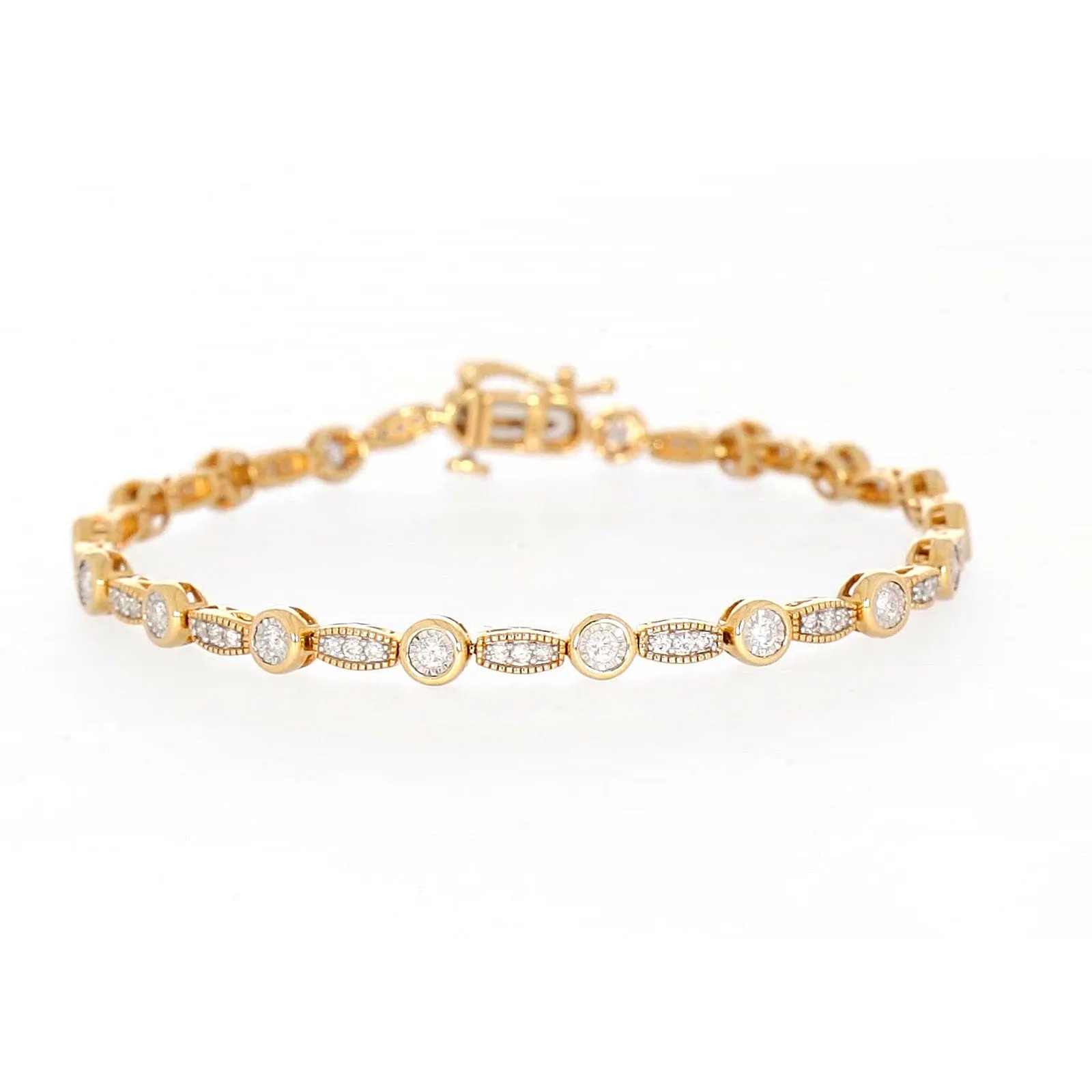 Paris 14ct Yellow Gold Round Brilliant Cut 1 CARAT tw of Diamonds Bracelet