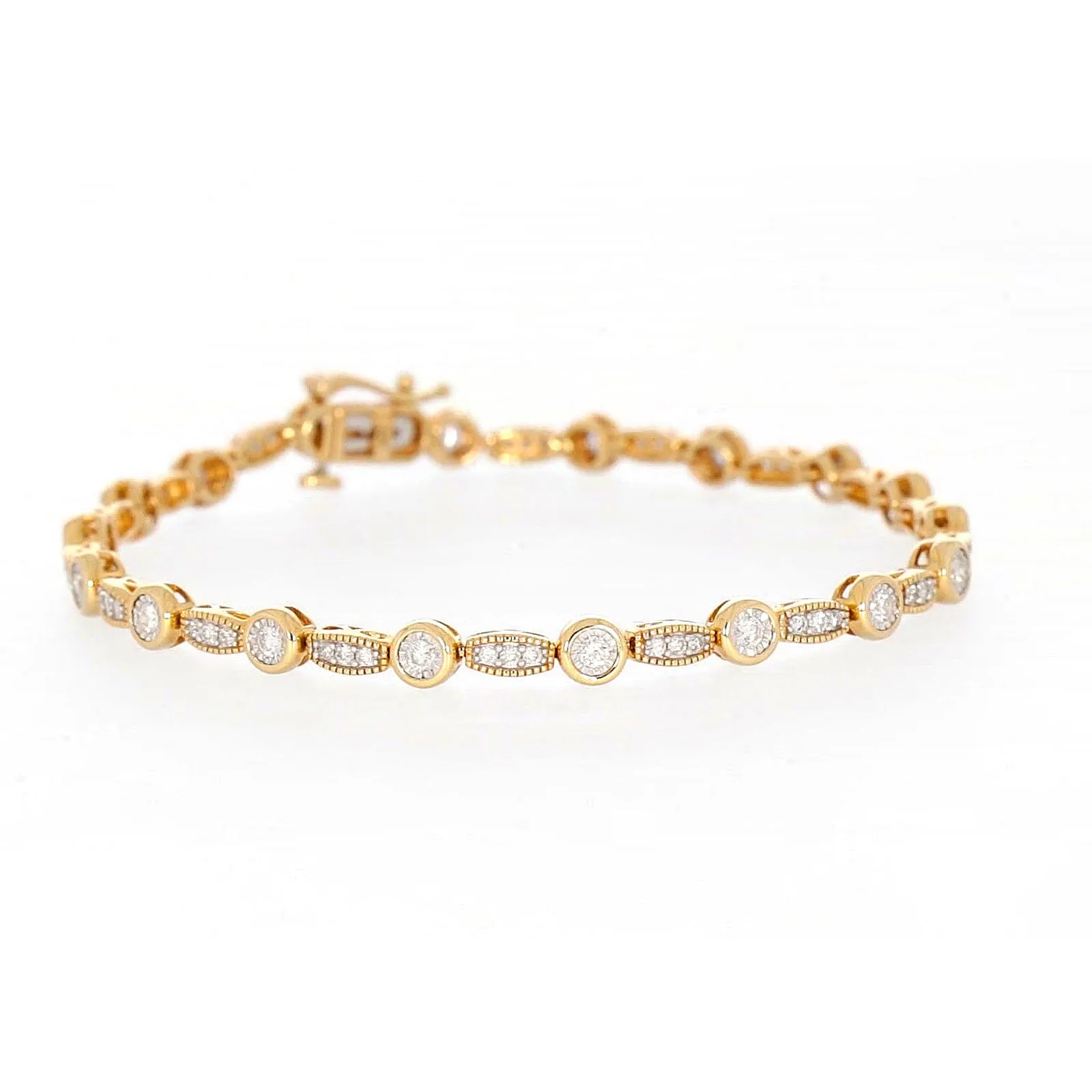 Paris 14ct Yellow Gold Round Brilliant Cut 1 CARAT tw of Diamonds Bracelet