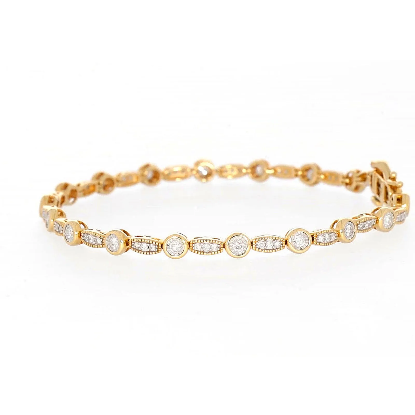 Paris 14ct Yellow Gold Round Brilliant Cut 1 CARAT tw of Diamonds Bracelet