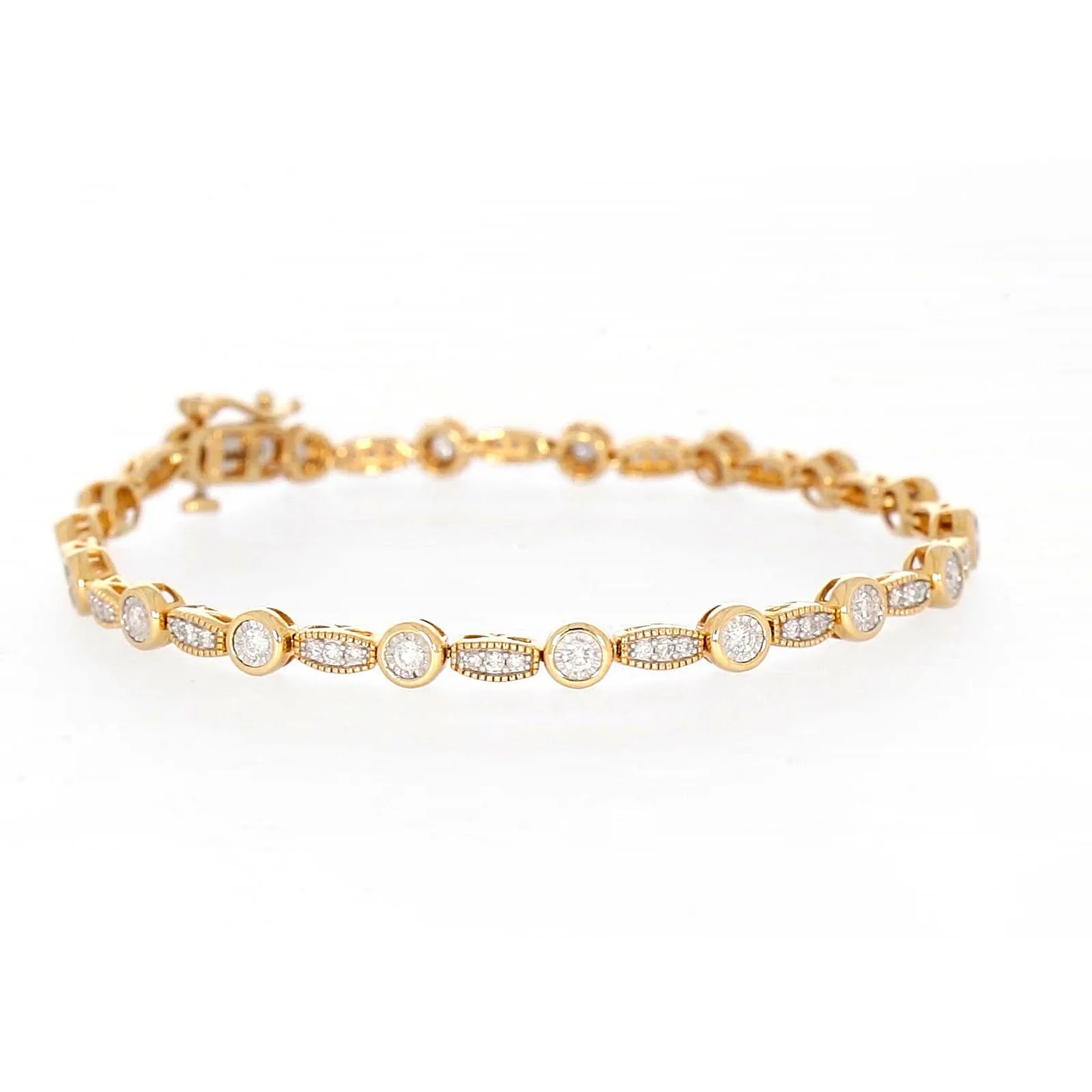 Paris 14ct Yellow Gold Round Brilliant Cut 1 CARAT tw of Diamonds Bracelet