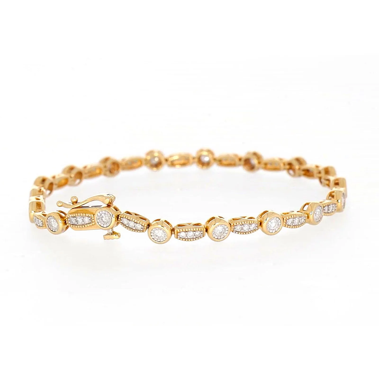 Paris 14ct Yellow Gold Round Brilliant Cut 1 CARAT tw of Diamonds Bracelet