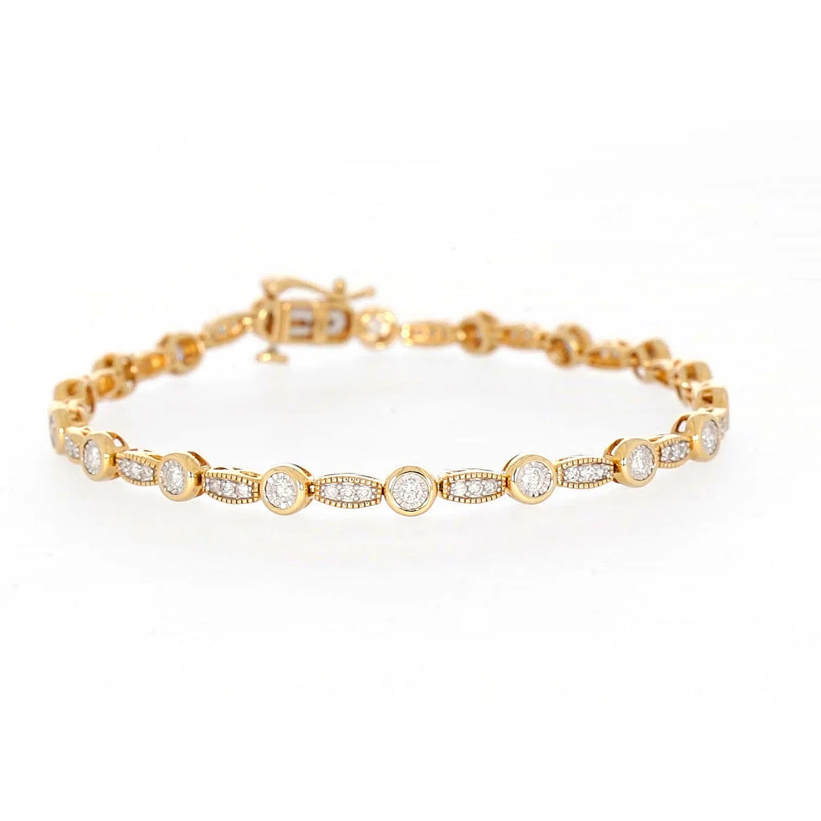 Paris 14ct Yellow Gold Round Brilliant Cut 1 CARAT tw of Diamonds Bracelet