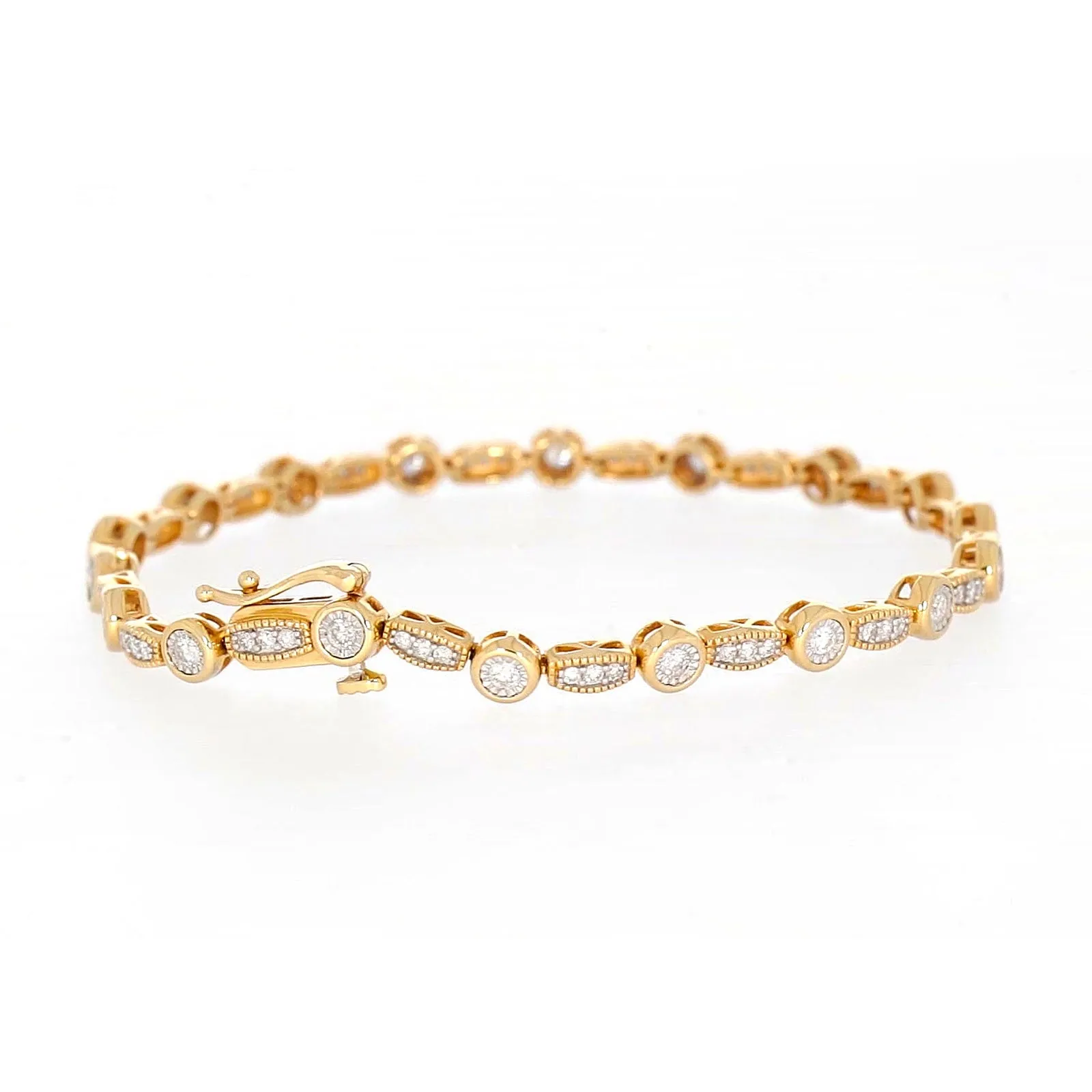 Paris 14ct Yellow Gold Round Brilliant Cut 1 CARAT tw of Diamonds Bracelet