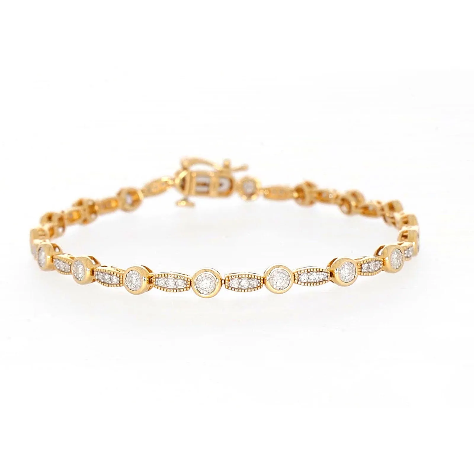 Paris 14ct Yellow Gold Round Brilliant Cut 1 CARAT tw of Diamonds Bracelet