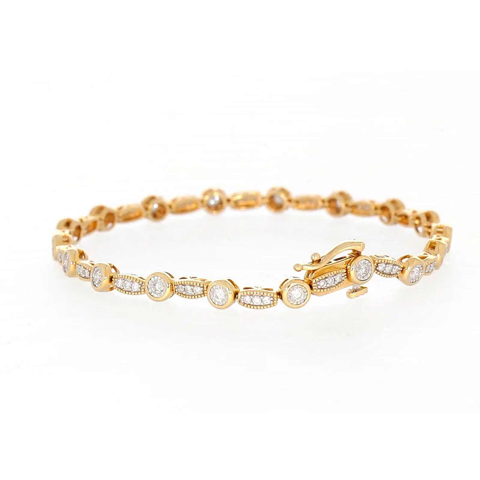 Paris 14ct Yellow Gold Round Brilliant Cut 1 CARAT tw of Diamonds Bracelet