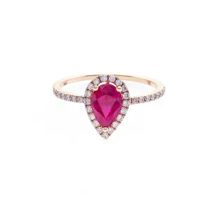 Pear Shaped Ruby and Diamond Ring