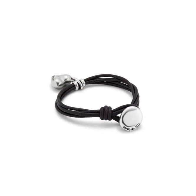 Pretty Love Leather Small Silver Plated Heart Bracelet PUL2403MARMTL