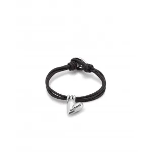 Pretty Love Leather Small Silver Plated Heart Bracelet PUL2403MARMTL