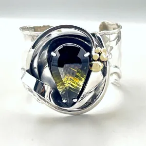 Quartz Bi-color Silver & Gold Cuff Bracelet