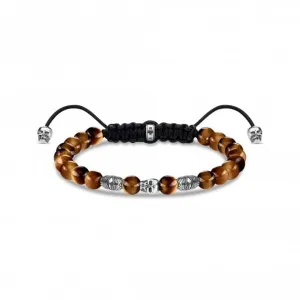 Rebel At Heart Tiger's Eye Skull Bracelet A1945-329-2-L22V