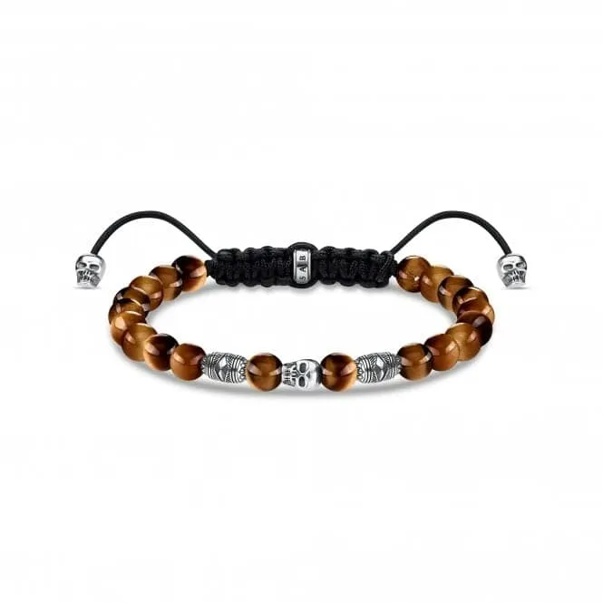 Rebel At Heart Tiger's Eye Skull Bracelet A1945-329-2-L22V