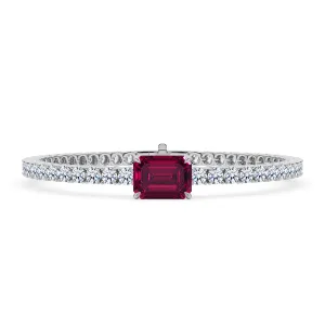 Round Cut Diamond & Birthstone Tennis Bracelet