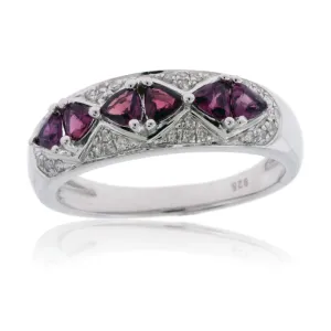 Rounded Trillion Ruby and Diamond Ring