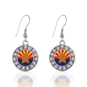 Silver Arizona Flag Circle Charm Dangle Earrings