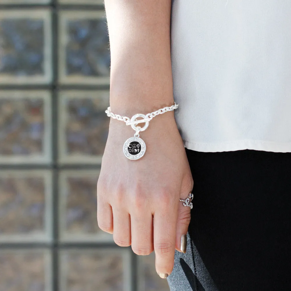 Silver Coexist Circle Charm Toggle Bracelet