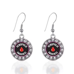 Silver Hemophilia Awareness Circle Charm Dangle Earrings