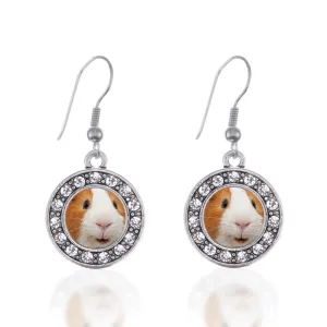 Silver I Love Guinea Pigs Circle Charm Dangle Earrings