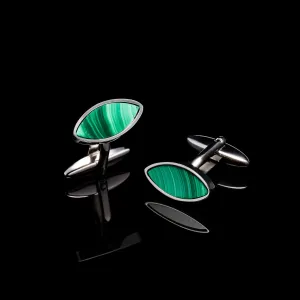 Silver Malachite Eye Cufflinks