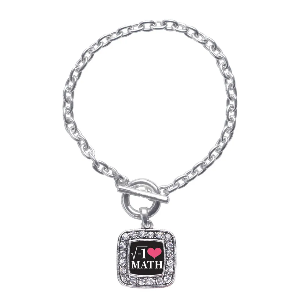 Silver Math Nerd Square Charm Toggle Bracelet