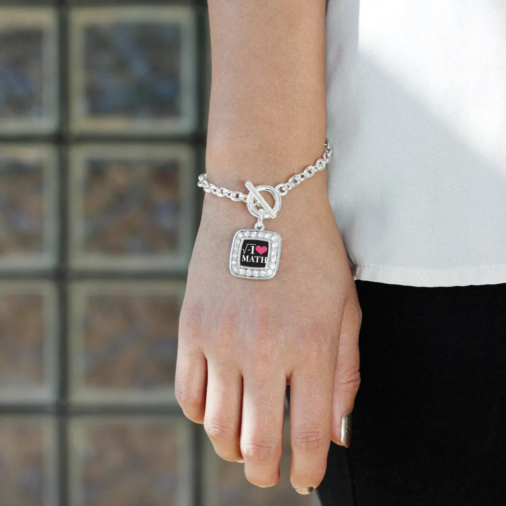 Silver Math Nerd Square Charm Toggle Bracelet