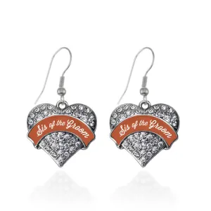 Silver Rust Sis of Groom Pave Heart Charm Dangle Earrings