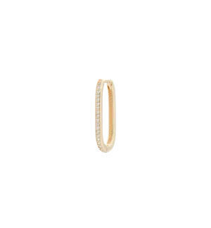 Single White Zirconia Paperclip Earring 14K