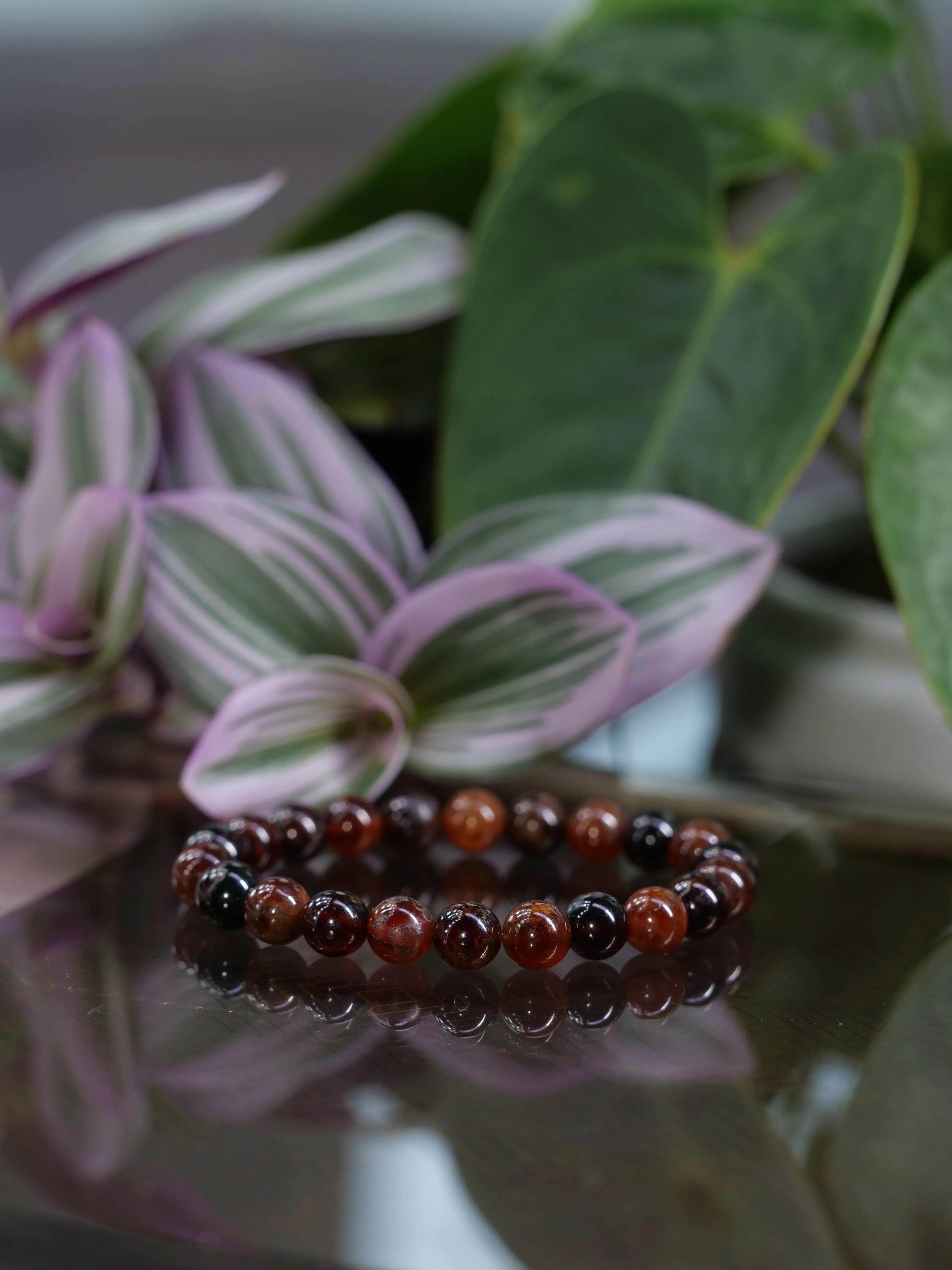 Spessartine Garnet 8mm Beaded Natural Gemstone Elastic Bracelet, Genuine Top Grade Gift Jewelry, Men Women Fashion Crystal Energy Jewellery