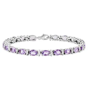 Sterling Silver Amethyst & White Topaz Bracelet