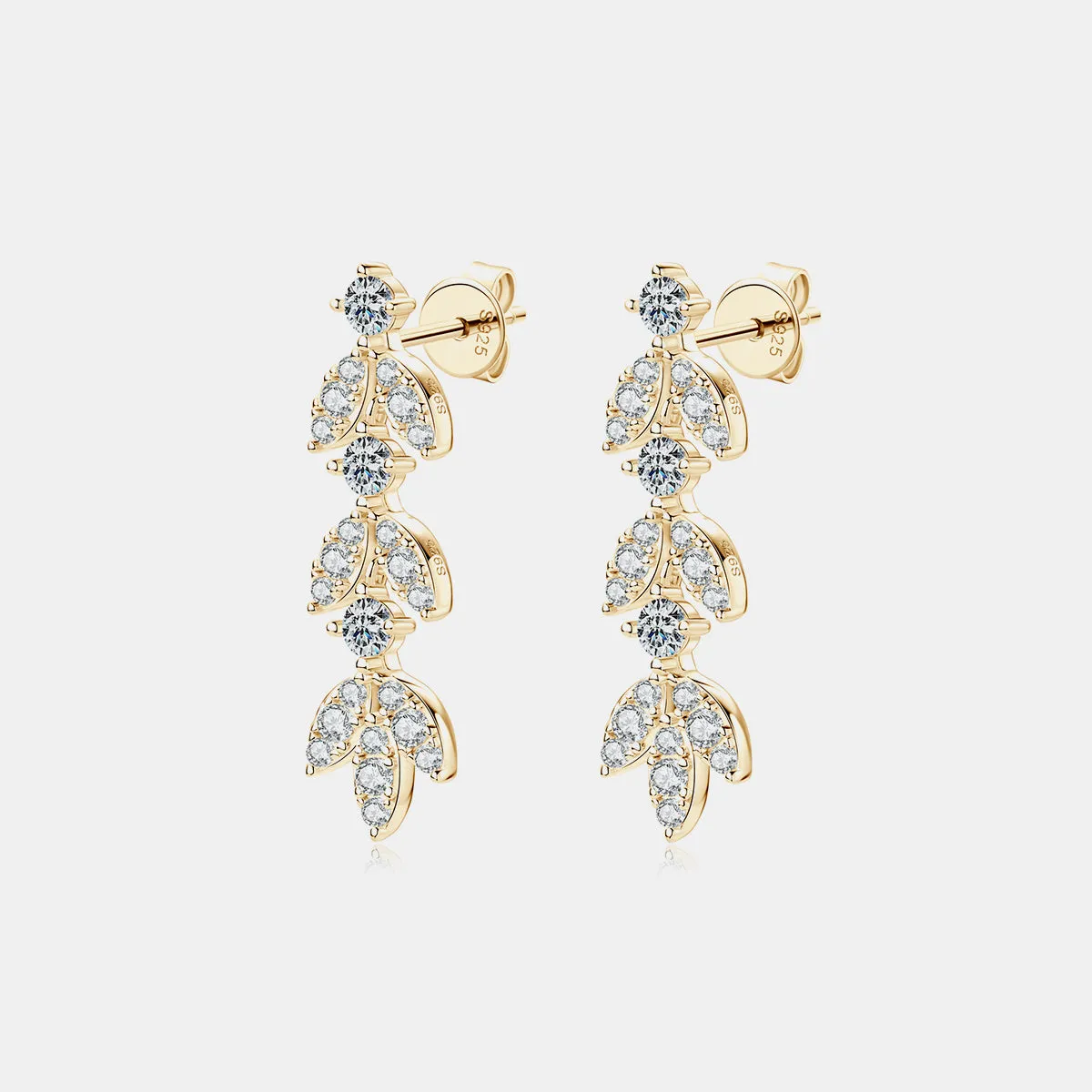 Sterling Silver Moissanite Leaf Earrings