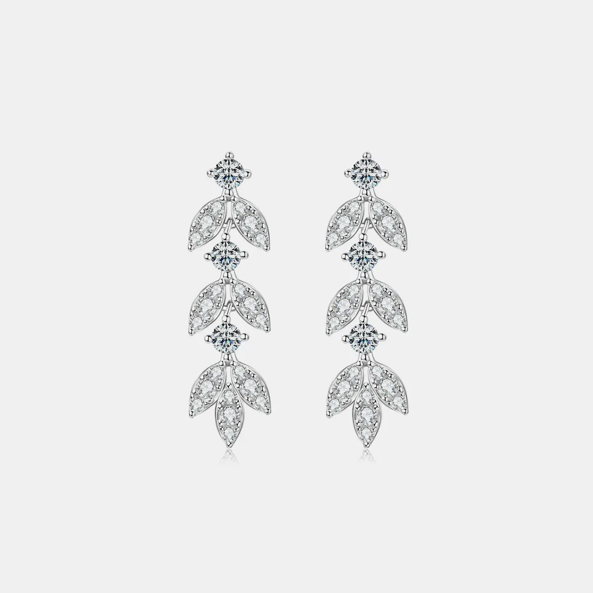 Sterling Silver Moissanite Leaf Earrings