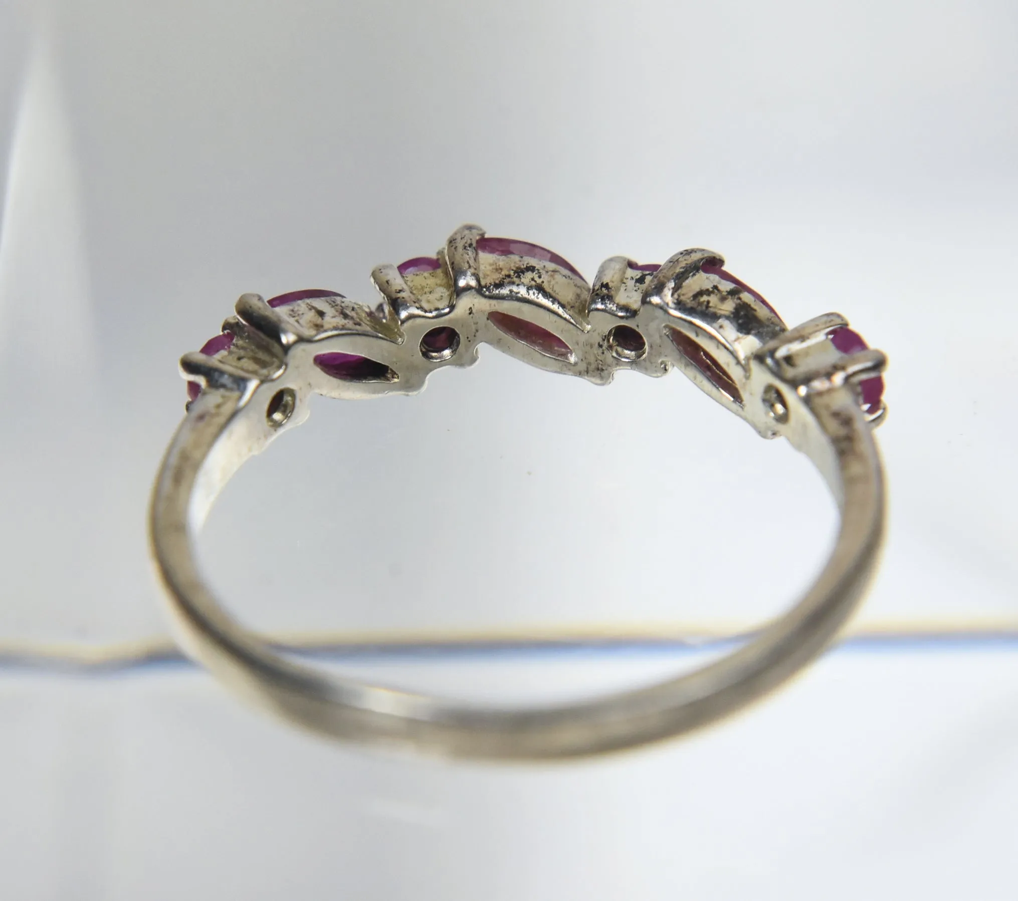 Sterling Silver Rubies Ring - Size 7