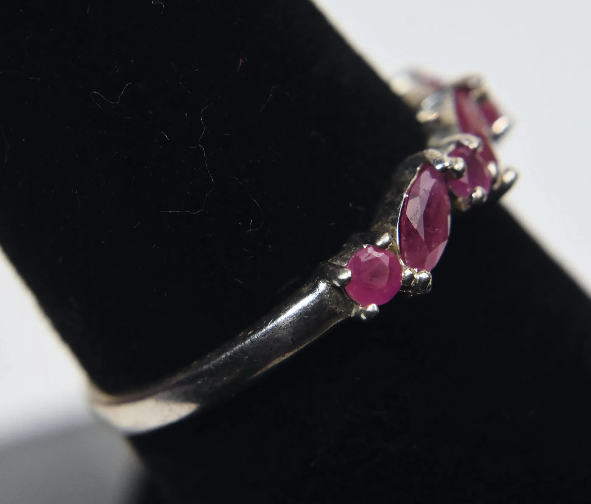 Sterling Silver Rubies Ring - Size 7