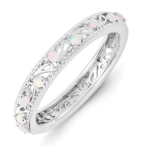 Sterling Silver Stackable Expressions Created Opal Ring