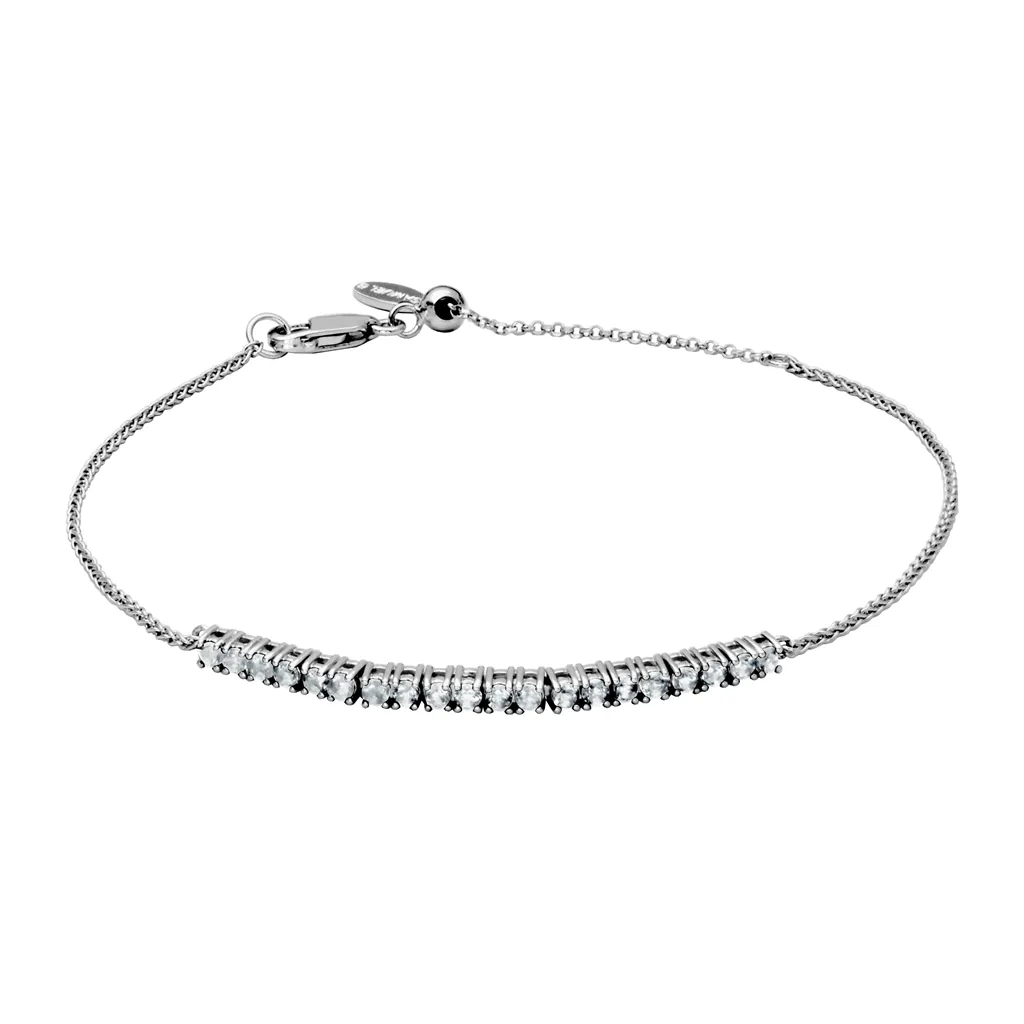 Sterling Silver White Topaz Bolo Bracelet by Samuel B.