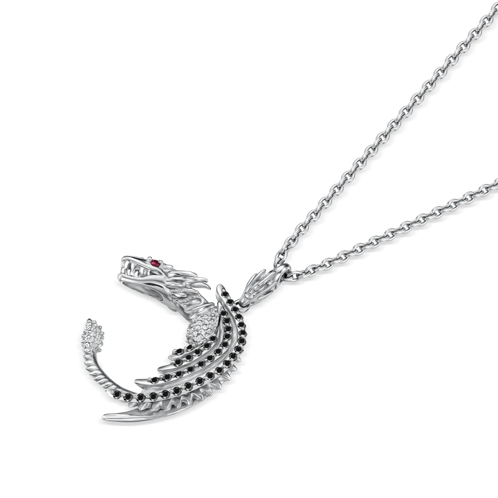 StingHD Dragon's Gaze Pendant: Silver Elegance with a Fiery Soul