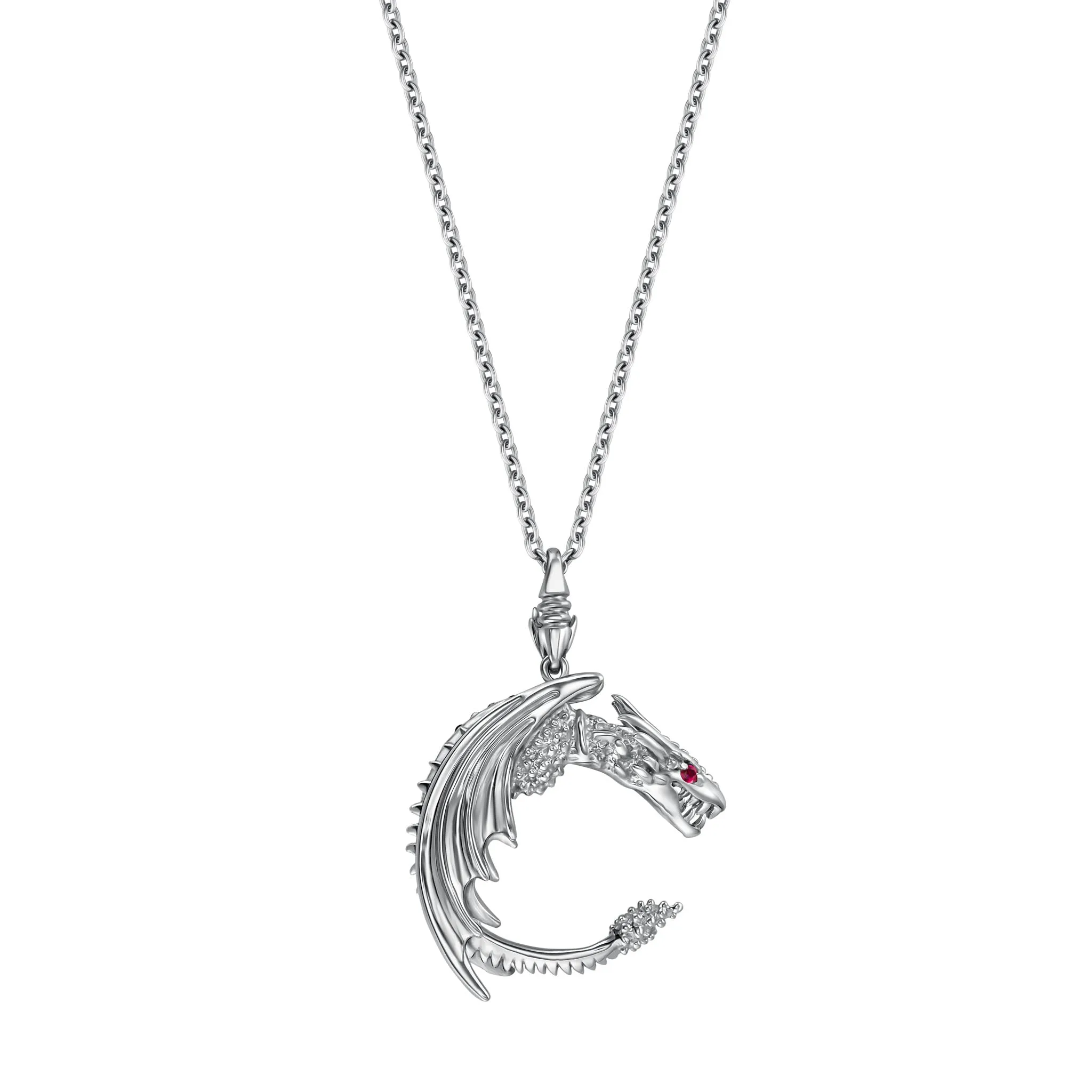 StingHD Dragon's Gaze Pendant: Silver Elegance with a Fiery Soul