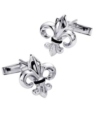 Sutton Sterling Silver and Onyx Fleur-de-lis Cufflinks