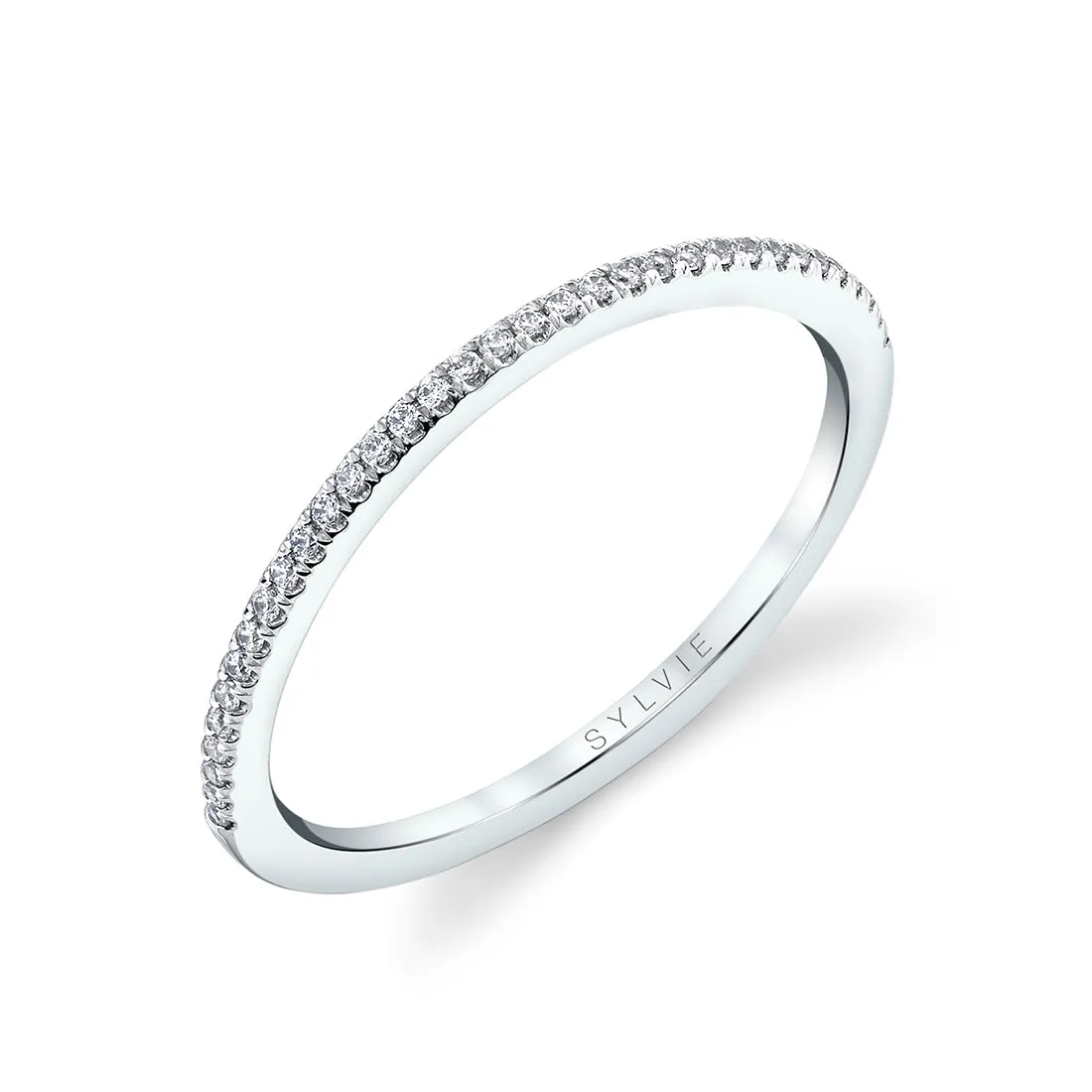 Thin Diamond Wedding Band Platinum White