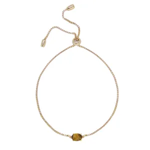 Tiger's Eye & Gold Adjustable Chain Bracelet