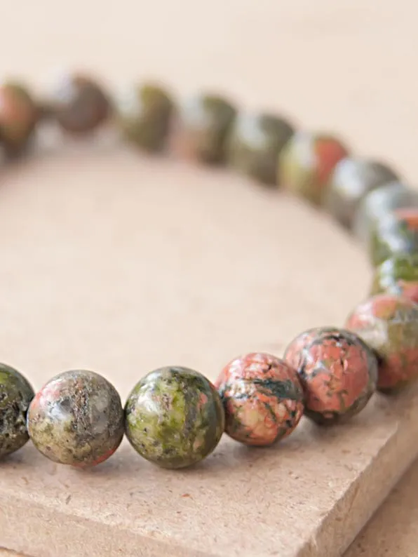 Unakite Jasper Mala Bracelet